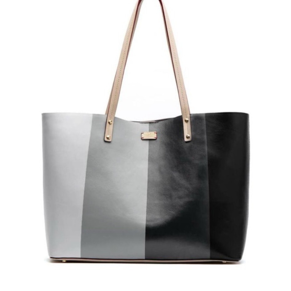 Frances Valentine | Leather Colorblock Tote-Black and Grey | VGC